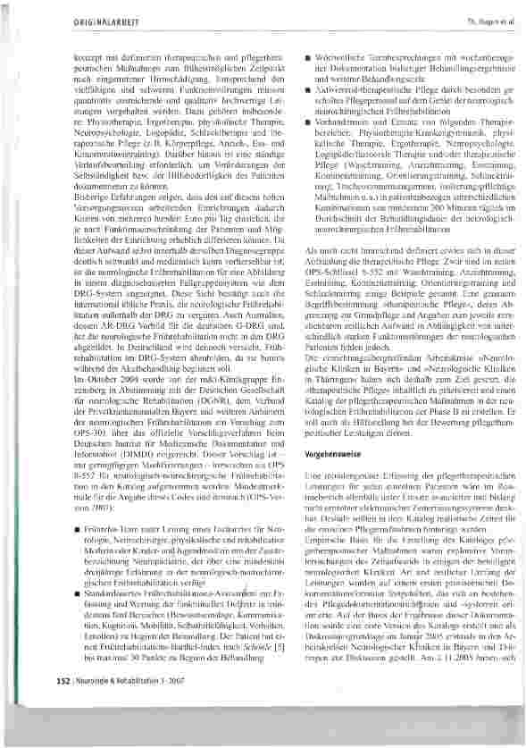Vorschauseite 2: Entwicklung eines Kataloges pflegetherapeutischer Maßnahmen in der neurologischen Frührehabilitation (Phase B)