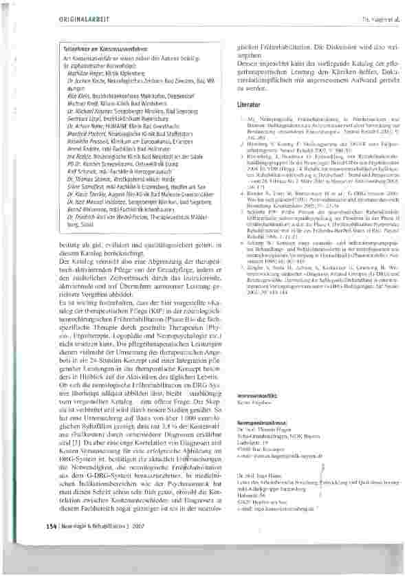 Vorschauseite 4: Entwicklung eines Kataloges pflegetherapeutischer Maßnahmen in der neurologischen Frührehabilitation (Phase B)