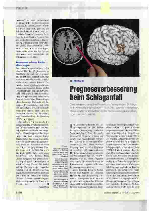 Vorschauseite 1: Prognoseverbesserung beim Schlaganfall