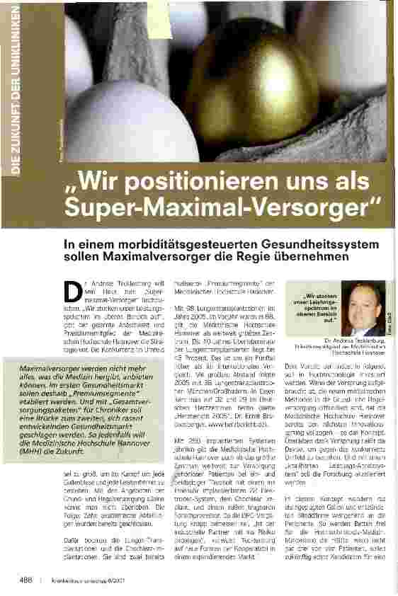 Vorschauseite 1: Wir positionieren uns als Super-Maximal-Versorger