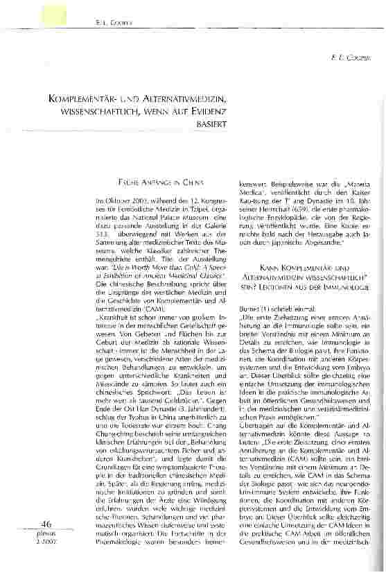 Vorschauseite 1: Komplementärund Alternativmedizin, Wissenschaftlich, wenn auf Evidenz basiert