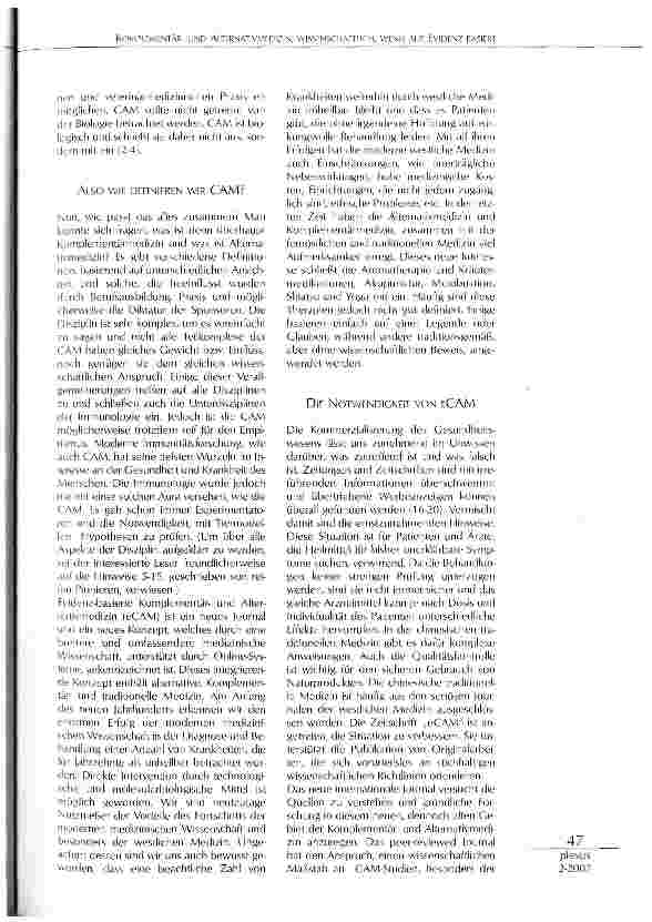 Vorschauseite 2: Komplementärund Alternativmedizin, Wissenschaftlich, wenn auf Evidenz basiert