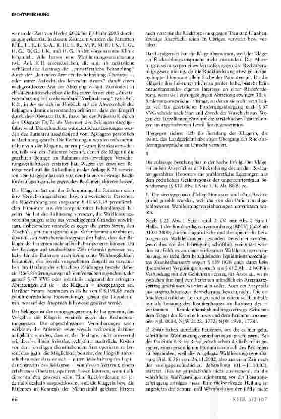 Vorschauseite 2: Rückforderung wahlärztlicher Leistungen durch den Krankenversicherer