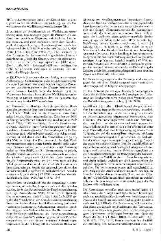 Vorschauseite 4: Rückforderung wahlärztlicher Leistungen durch den Krankenversicherer
