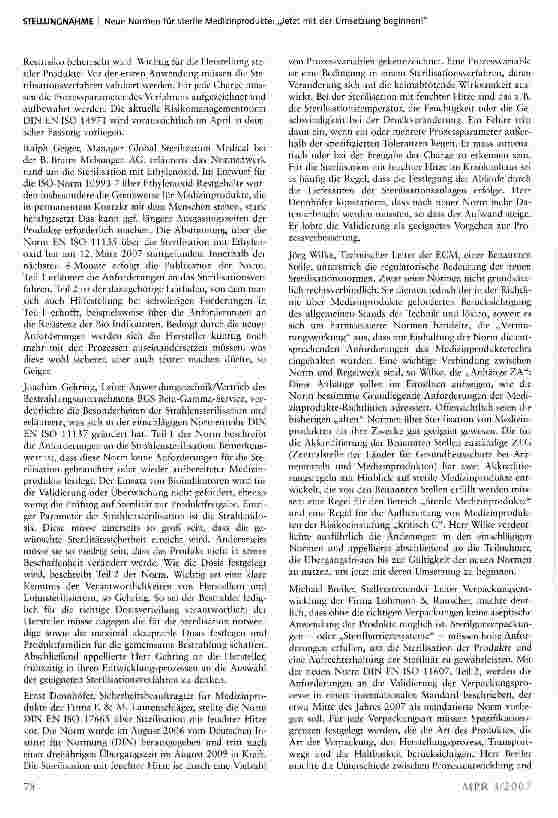 Vorschauseite 2: Neue Normen für sterile Medizinprodukte: Jetzt mit der Umsetzung beginnen!