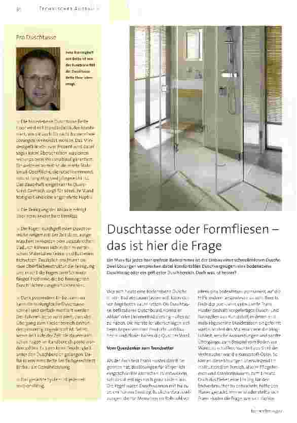 Vorschauseite 1: Duschtasse oder Formfliesen -das ist hier die Frage