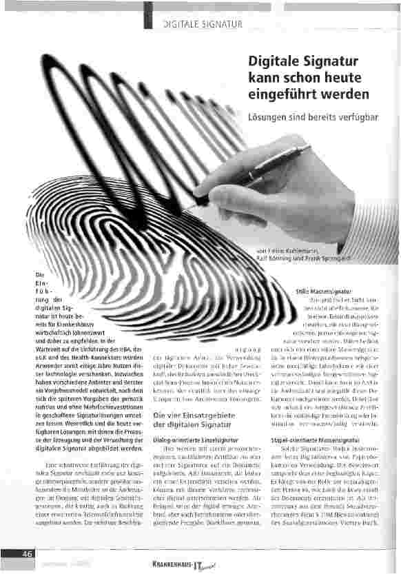 Vorschauseite 1: Digitale Signatur kann schon heute eingeführt werden