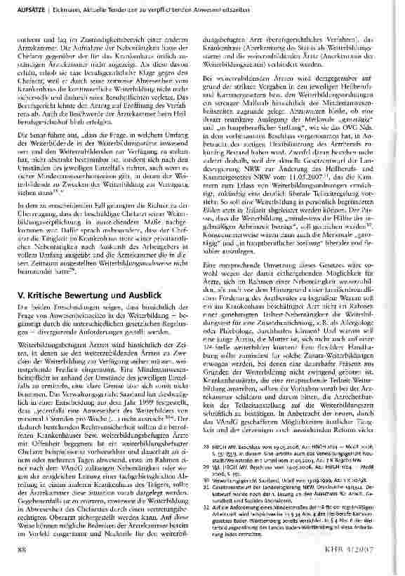 Vorschauseite 4: Aktuelle Tendenzen zu verpflichtenden Anwesenheitszeiten für weiterzubildende und weiterbildungsbefugte Ärzte