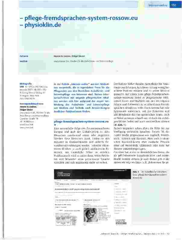 Vorschauseite 1: pflege-fremdsprachen-system-rossow. eu physioklin. de