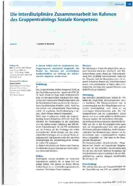 Vorschauseite 1: Die interdisziplinäre Zusammenarbeit im Rahmen des Gruppentrainings Soziale Kompetenz