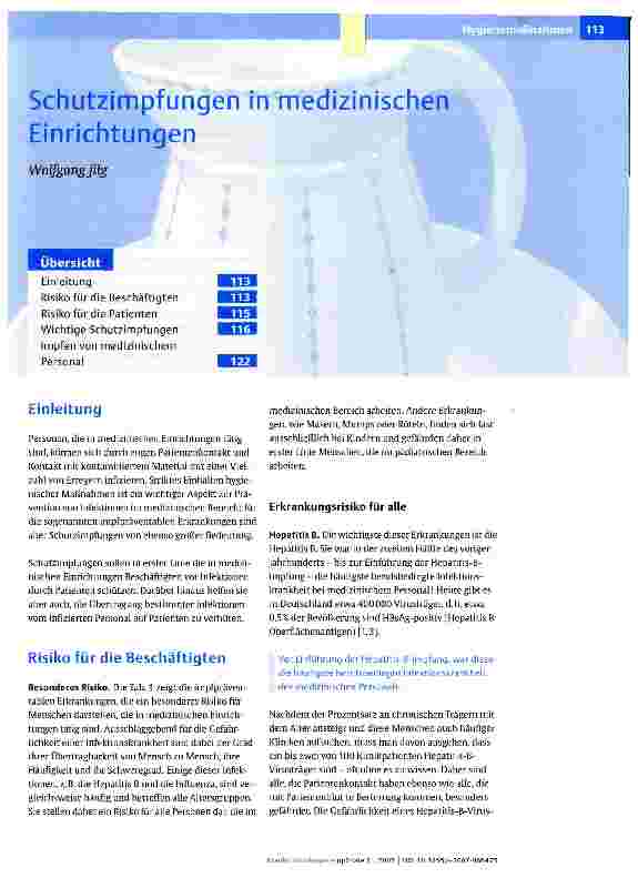 Vorschauseite 1: Schutzimpfungen in medizinischen Einrichtungen