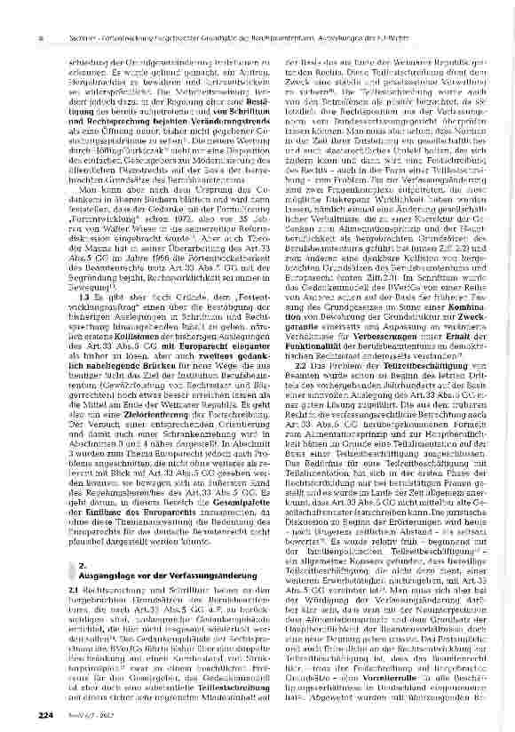 Vorschauseite 2: Die Fortentwicklung der hergebrachten Grundsätze des Berufsbeamtentums und Auswirkungen des Europarechts auf das deutsche Beamtenrecht
