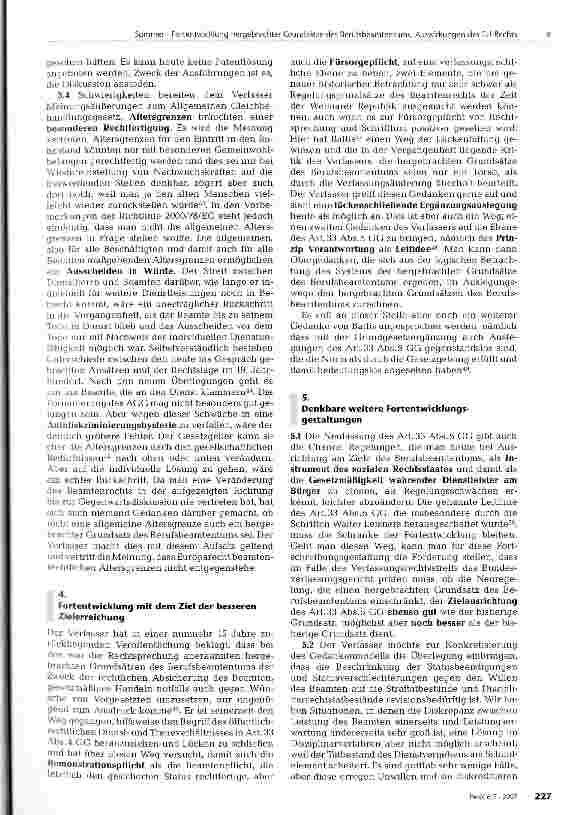 Vorschauseite 5: Die Fortentwicklung der hergebrachten Grundsätze des Berufsbeamtentums und Auswirkungen des Europarechts auf das deutsche Beamtenrecht