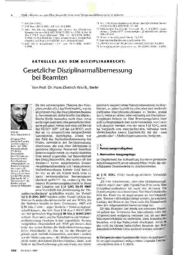 Vorschauseite 1: Gesetzliche Disziplinarmaßbemessung bei Beamten