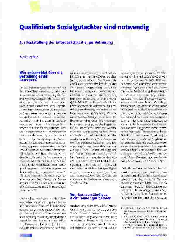 Vorschauseite 1: Qualifizierte Sozialgutachter sind notwendig