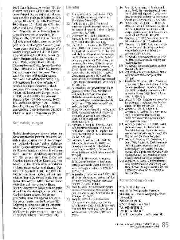 Vorschauseite 4: Gefährdungspotenzial durch Nadelstichverletzungen: Eine internationale Herausforderung