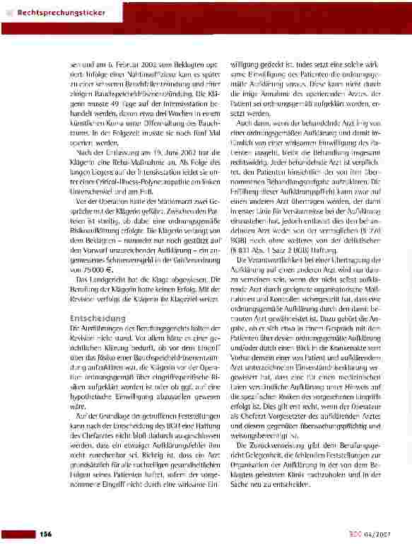 Vorschauseite 2: Schadensersatz wegen fehlerhafter Aufklärung