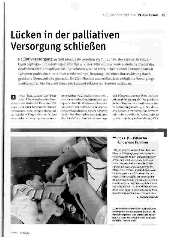 Vorschauseite 1: Lücken in der palliativen Versorgung schließen