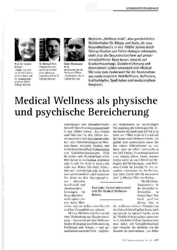 Vorschauseite 1: Medical Wellness als physische und psychische Bereicherung