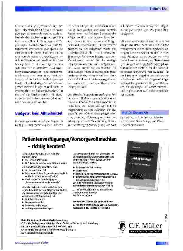 Vorschauseite 3: Wegweiser Pflegebudget?