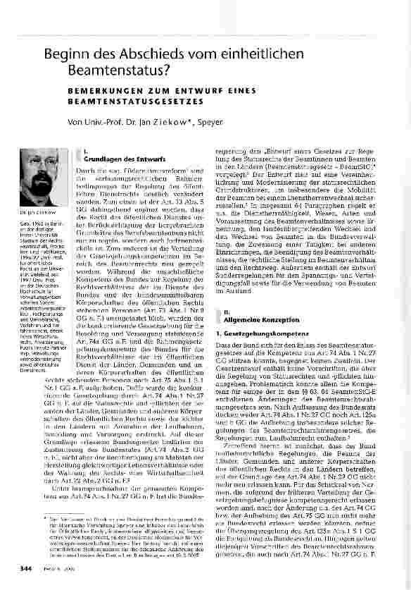 Vorschauseite 1: Beginn des Abschieds vom einheitlichen Beamtenstatus?