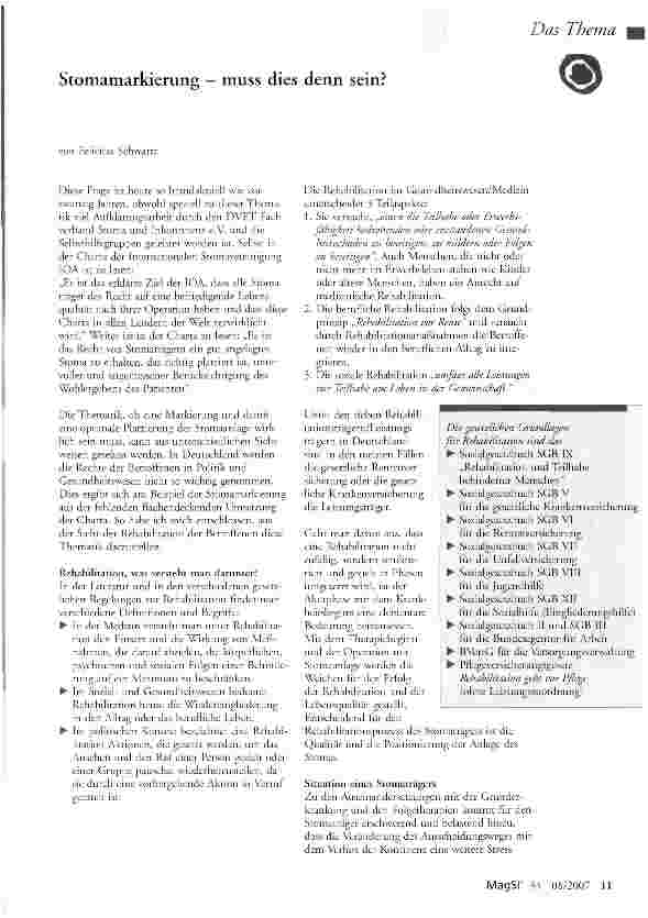 Vorschauseite 1: Stomamarkierung - muss dies denn sein?