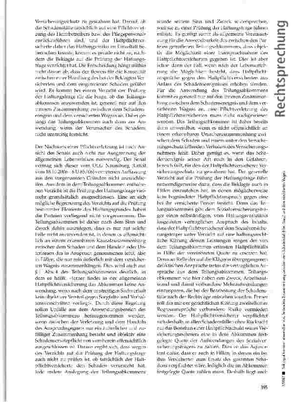 Vorschauseite 3: Teilungsabkommen anwendbar trotz fehlendem Zusammenhang zwischen dem Schadensfall (hier: Sturz) und dem versicherten Wagnis