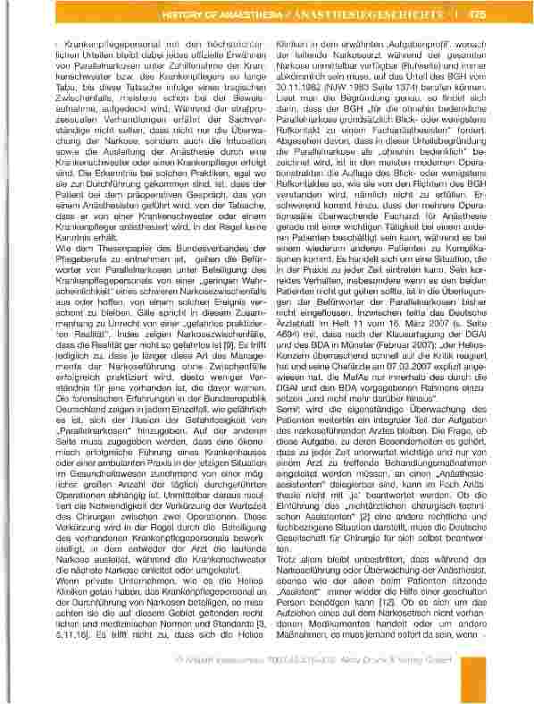 Vorschauseite 5: Arzt oder technischer Assistent? - Zur Geschichte der Beteiligung des Krankenpflegepersonals bei der Durchführung von Narkosen in der Bundesrepublik Deutschland