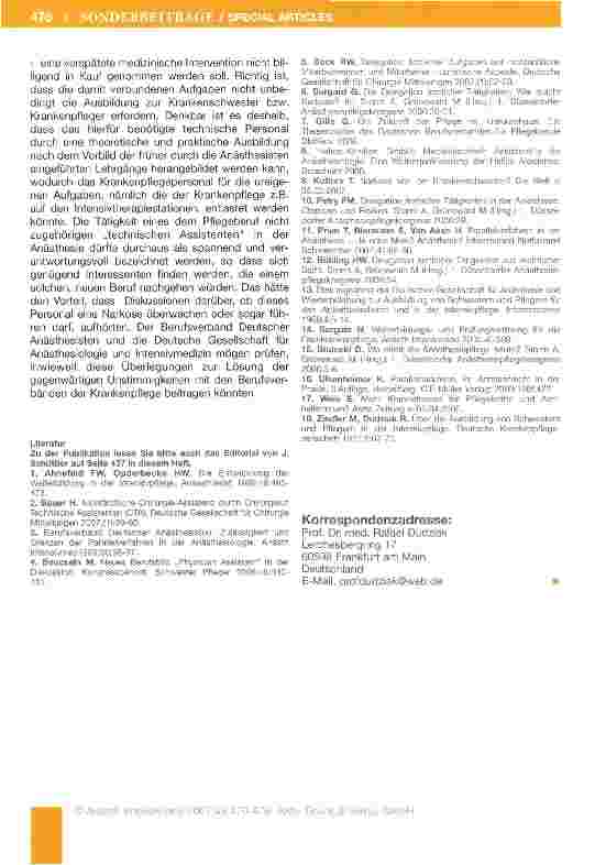 Vorschauseite 6: Arzt oder technischer Assistent? - Zur Geschichte der Beteiligung des Krankenpflegepersonals bei der Durchführung von Narkosen in der Bundesrepublik Deutschland