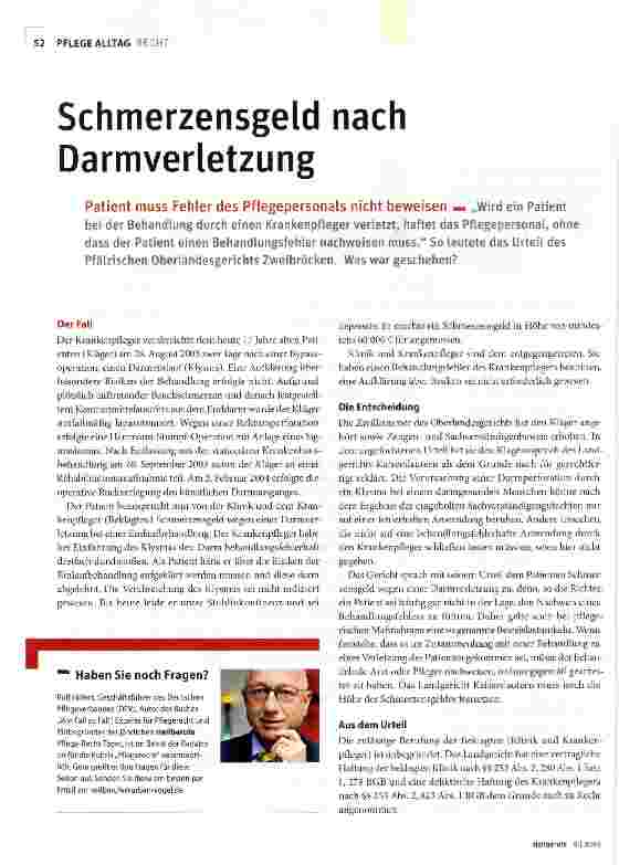 Vorschauseite 1: Schmerzensgeld nach Darmverletzung