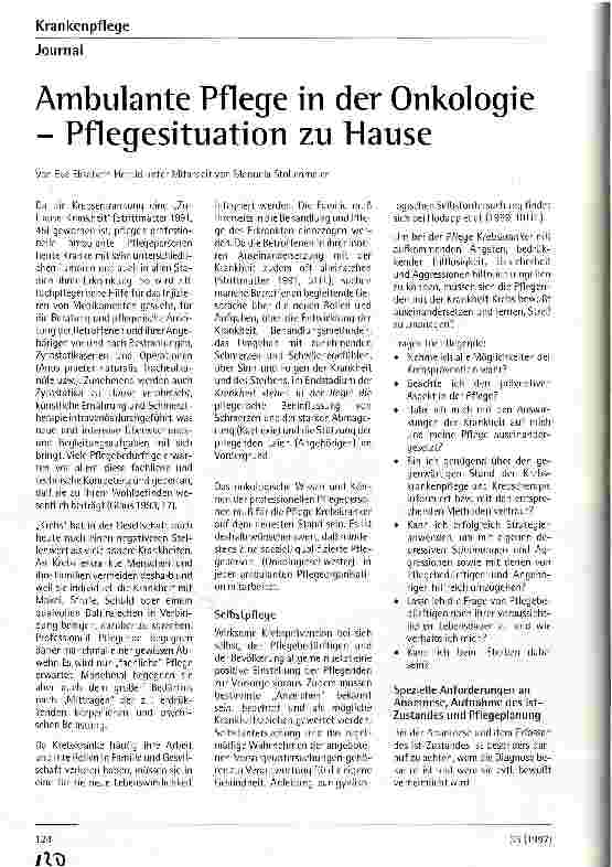 Vorschauseite 1: Ambulante Pflege in der Onkologie - Pflegesituation zu Hause