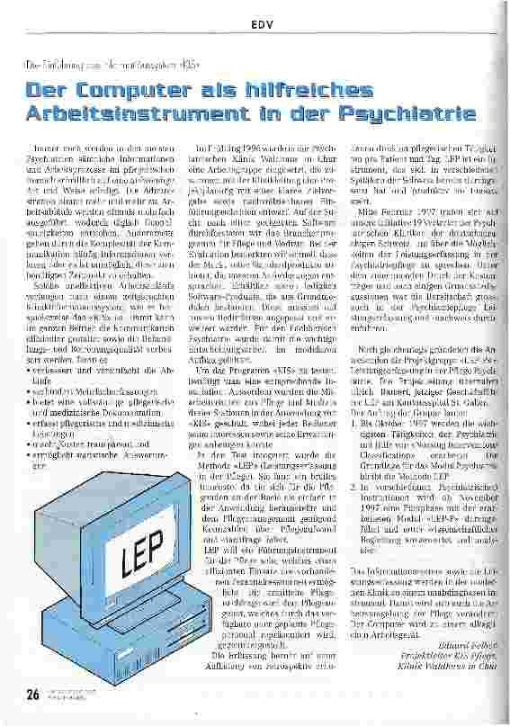 Vorschauseite 1: Der Computer als hilfreiches Arbeitsinstrument in der Psychiatrie Die Einführung des Informationssystems KIS