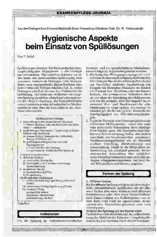 Vorschauseite 1: Hygienische Aspekte beim Einsatz von Spüllösungen