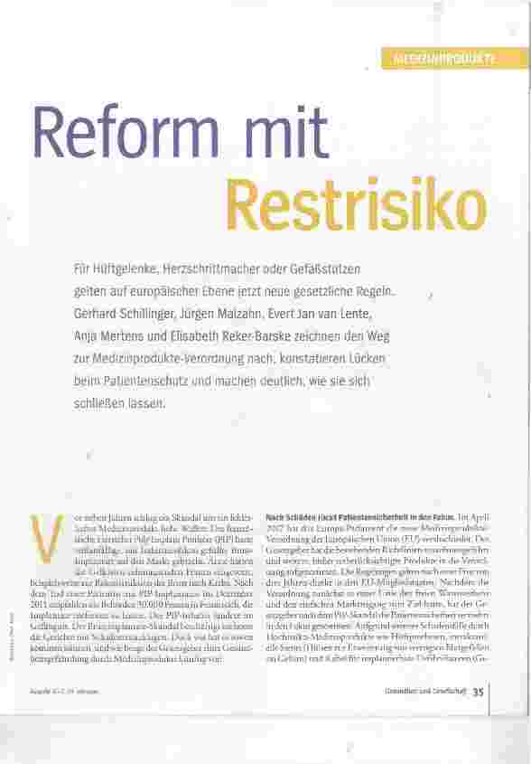 Vorschauseite 2: Reform mit Restrisiko