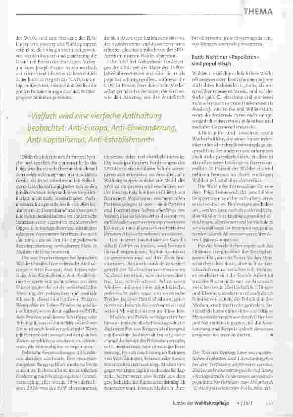 Vorschauseite 3: Populismus in Europa Sozialpolitische Forderungen und ihre Auswirkungen auf die Soziale Arbeit
