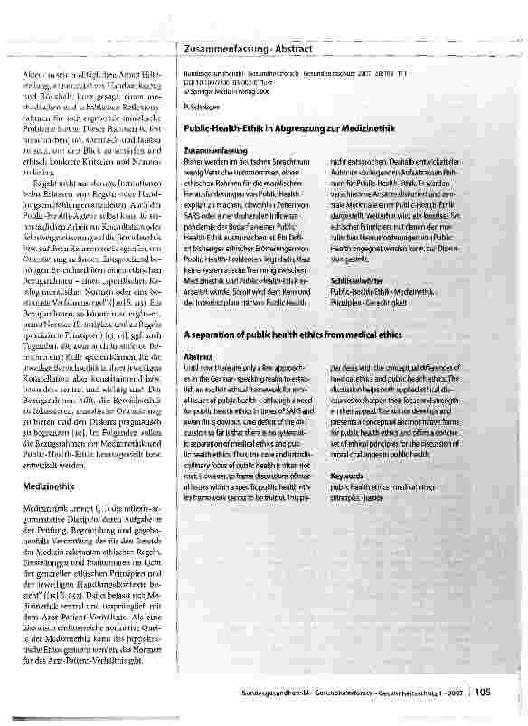 Vorschauseite 3: Public-Health-Ethik in Abgrenzung zur Medizinethik