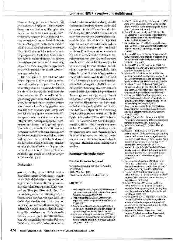Vorschauseite 4: Ansprechbarkeit von Drogengebrauchern über Infektionsrisiken für HIV und HCV