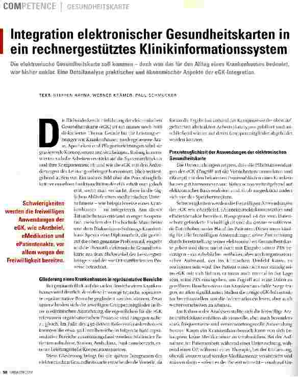 Vorschauseite 1: Integration elektronischer Gesundheitskarten in ein rechnergestütztes Klinikinformationssystem