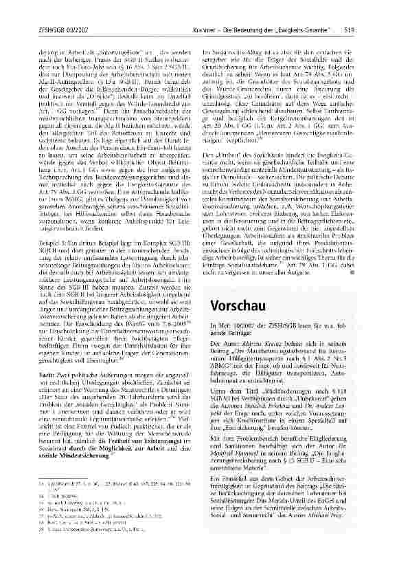 Vorschauseite 5: Die Bedeutung der Ewigkeits-Garantie nach Art. 79 Abs, 3 GG für unsere gegenwärtige Sozialstaatsdebatte