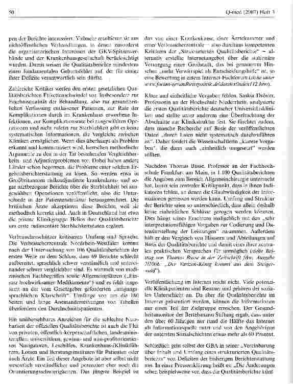 Vorschauseite 2: Qualitätsberichte: Klartext für Klinikkunden?