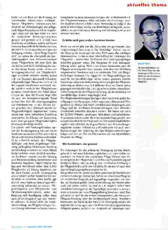 Vorschauseite 2: Reform für die Pflegebedürftigen