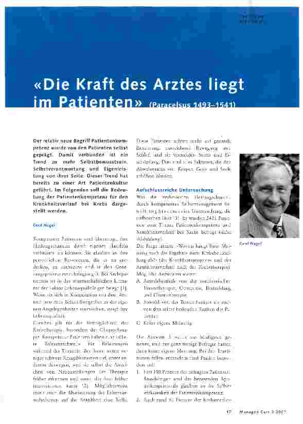 Vorschauseite 1: Die Kraft des Artzes liegt im Patienten