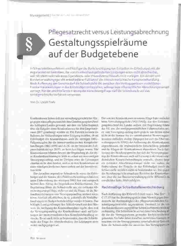 Vorschauseite 1: Pflegesatzrecht versus Leistungsabrechnung Gestaltungsspielräume auf der Budgetebene