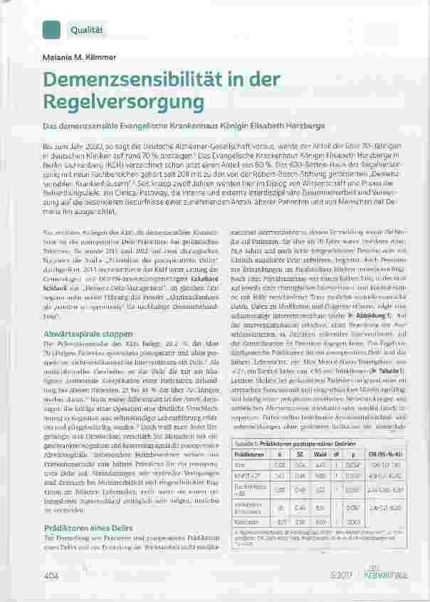 Vorschauseite 1: Demenzsensibilität in der Regelversorgung