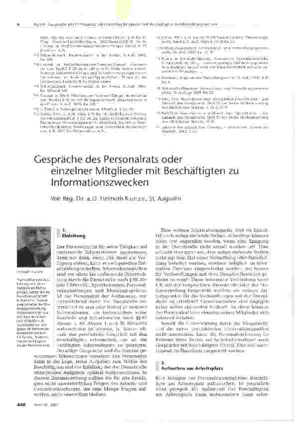 Vorschauseite 1: Gespräche des Personalrats odereinzelner Mitglieder mit Beschäftigten zu Informationszwecken