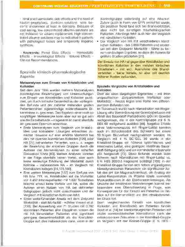 Vorschauseite 2: Volumenund Flüssigkeitsersatz - Physiologie, Pathophysio-iogie. Pharmakologie und klinischer Einsatz (Teil II)