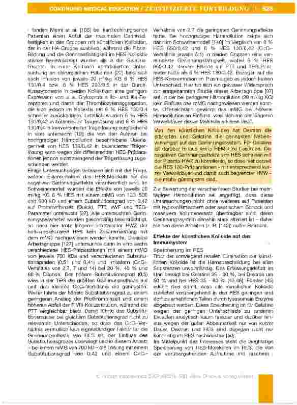 Vorschauseite 6: Volumenund Flüssigkeitsersatz - Physiologie, Pathophysio-iogie. Pharmakologie und klinischer Einsatz (Teil II)
