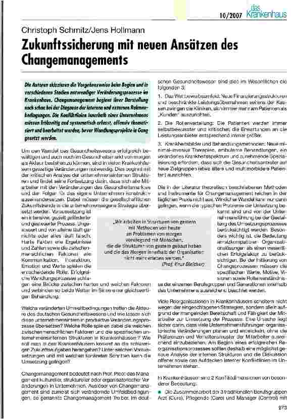 Vorschauseite 1: Zukunftssicherung mit neuen Ansätzen des Changemanagements