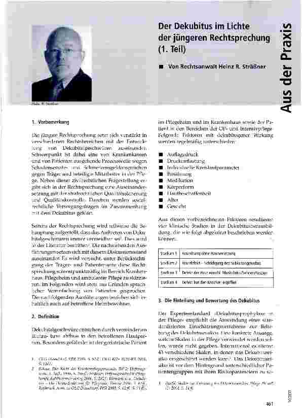 Vorschauseite 1: Der Dekubitus im Lichte der jüngeren Rechtsprechung (1. Teil)