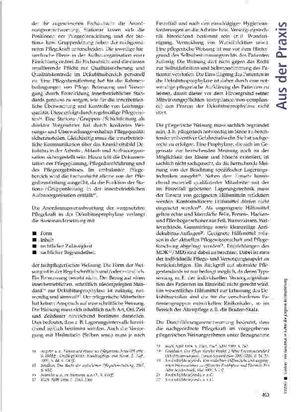 Vorschauseite 3: Der Dekubitus im Lichte der jüngeren Rechtsprechung (1. Teil)
